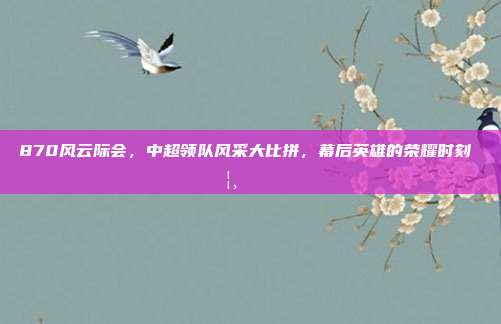 870风云际会，中超领队风采大比拼，幕后英雄的荣耀时刻 🦸‍♂️🏆